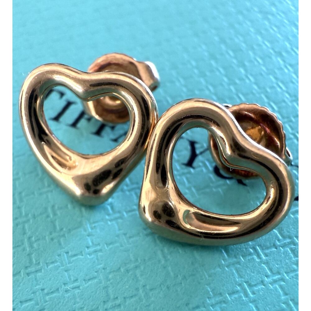 Tiffany & Co. 18k Gold Elsa Peretti Open Love Loving Heart Earrings 11mm Not 9mm